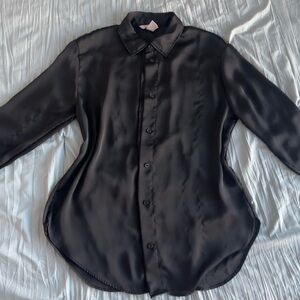 H&M Midnight Black Button-Up Blouse